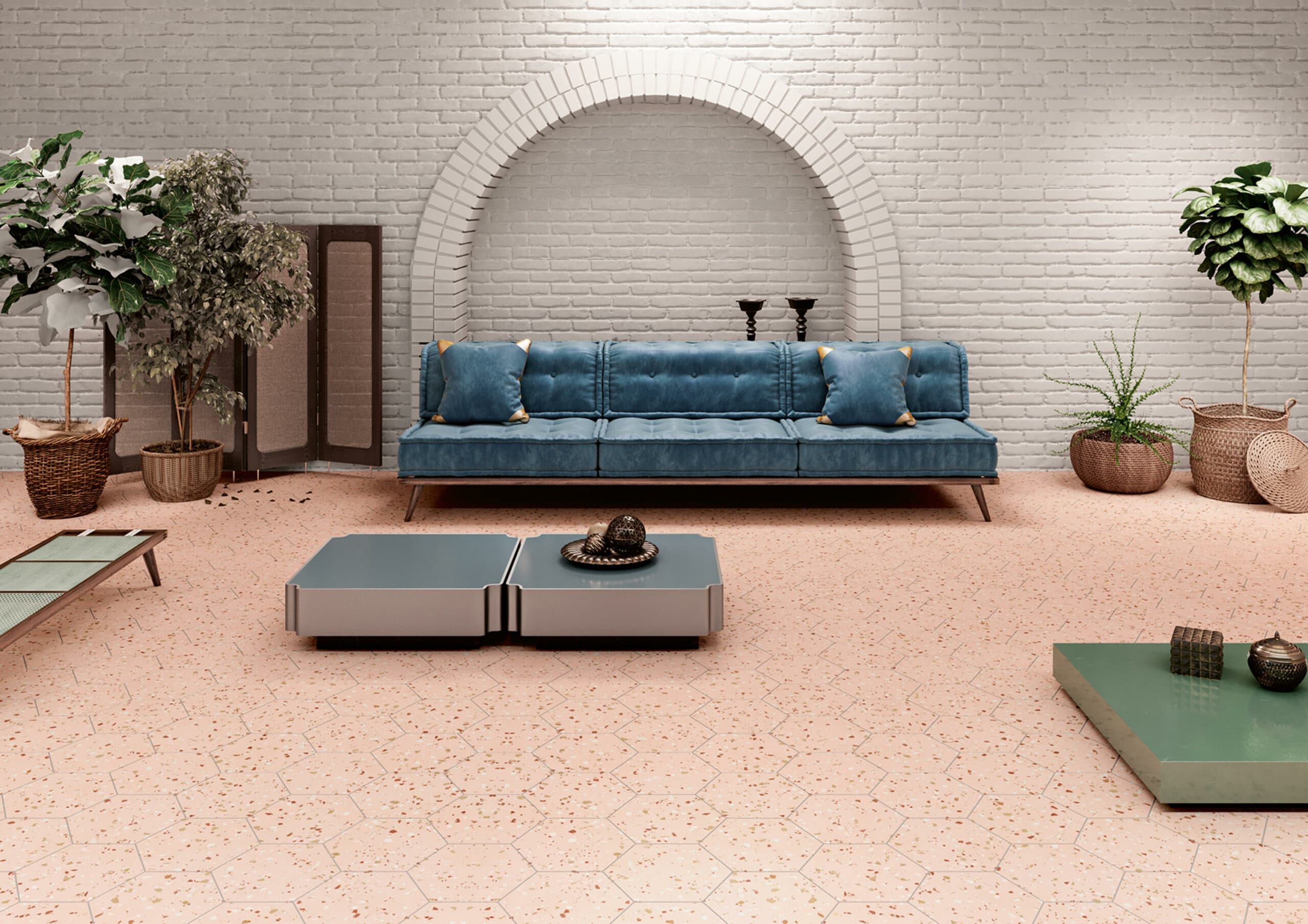 Carrelage Terrazzo série South pink natural 100x100