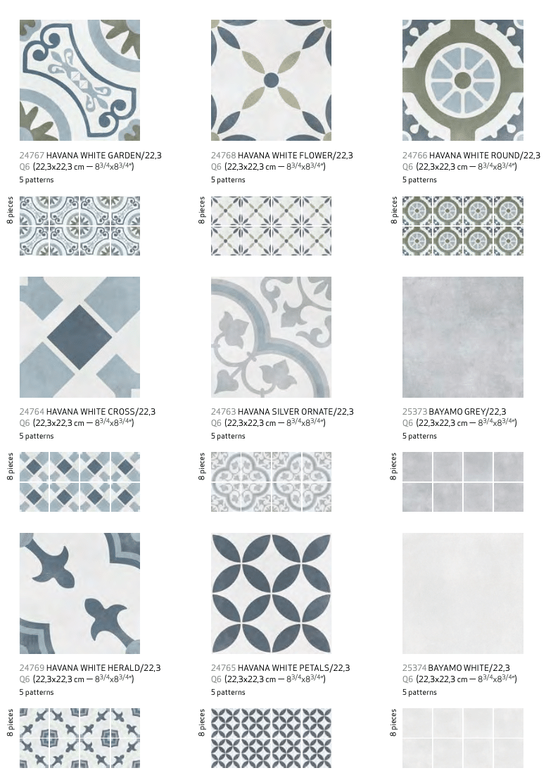 Carrelage carreaux de ciment série Havane choix coloris