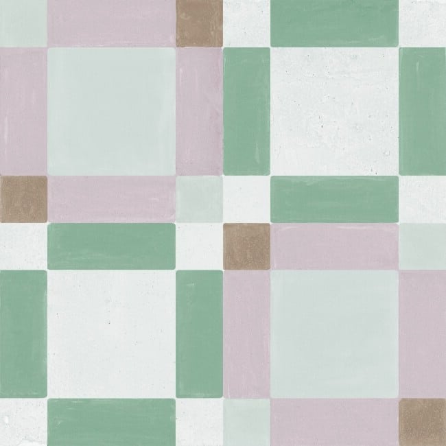 Carrelage carreaux de ciment série Milan - Pink Square 22.3x22.3