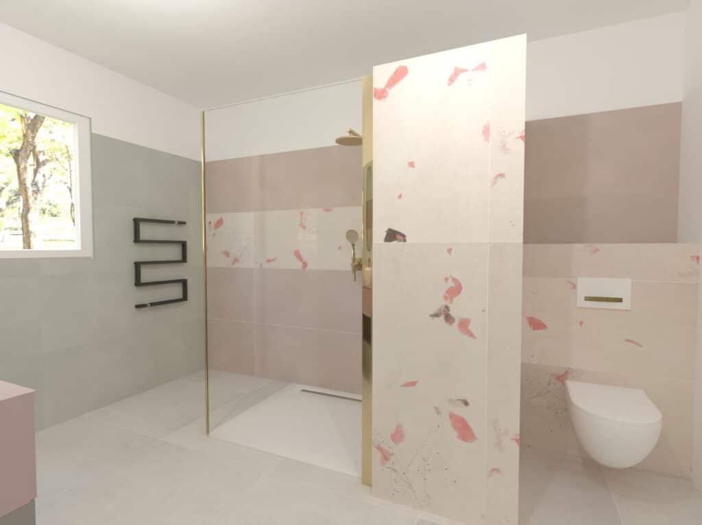 Carrelage projet 3D - salle de bains - Mounier Carrelage ; Charente-Maritime