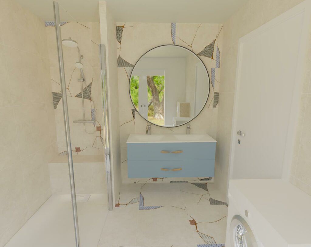 Carrelage projet 3D - salle de bains - Mounier Carrelage ; Charente-Maritime
